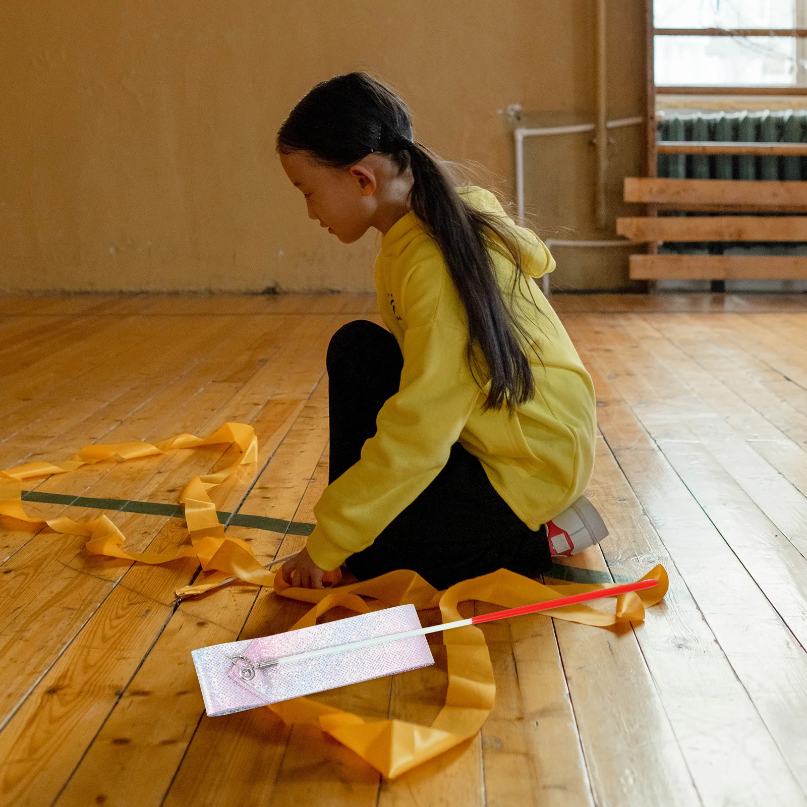 

2Pcs Polyester Streamers for Rhythmic Gymnastics Dancing Accessories Safe and Graceful Ribbon Colored Ribbon Polyester Streamer