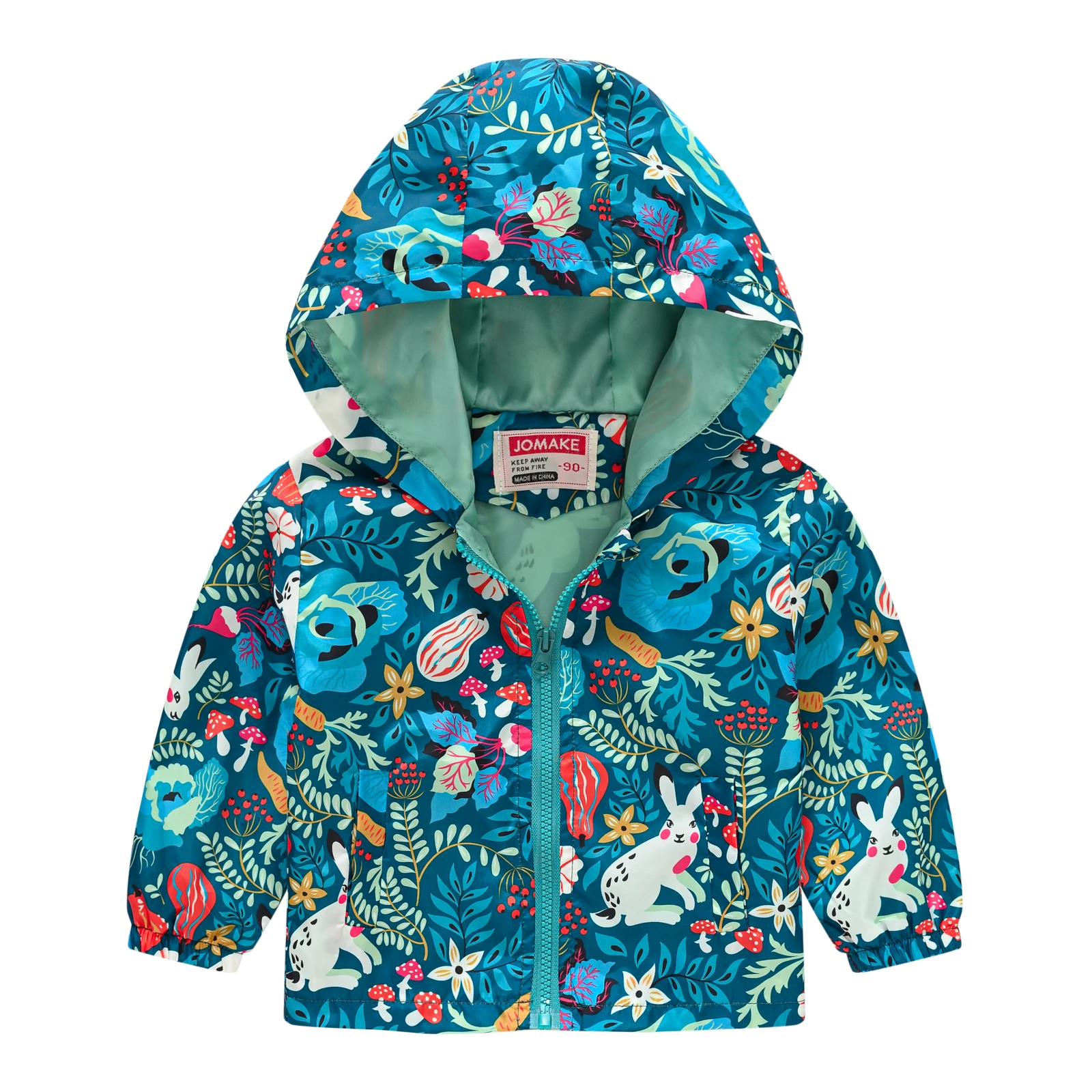 Boys and Girls Wind Cap Coat Assorted Cartoon Pattern Printed Zipper Coat Children Spring Wear