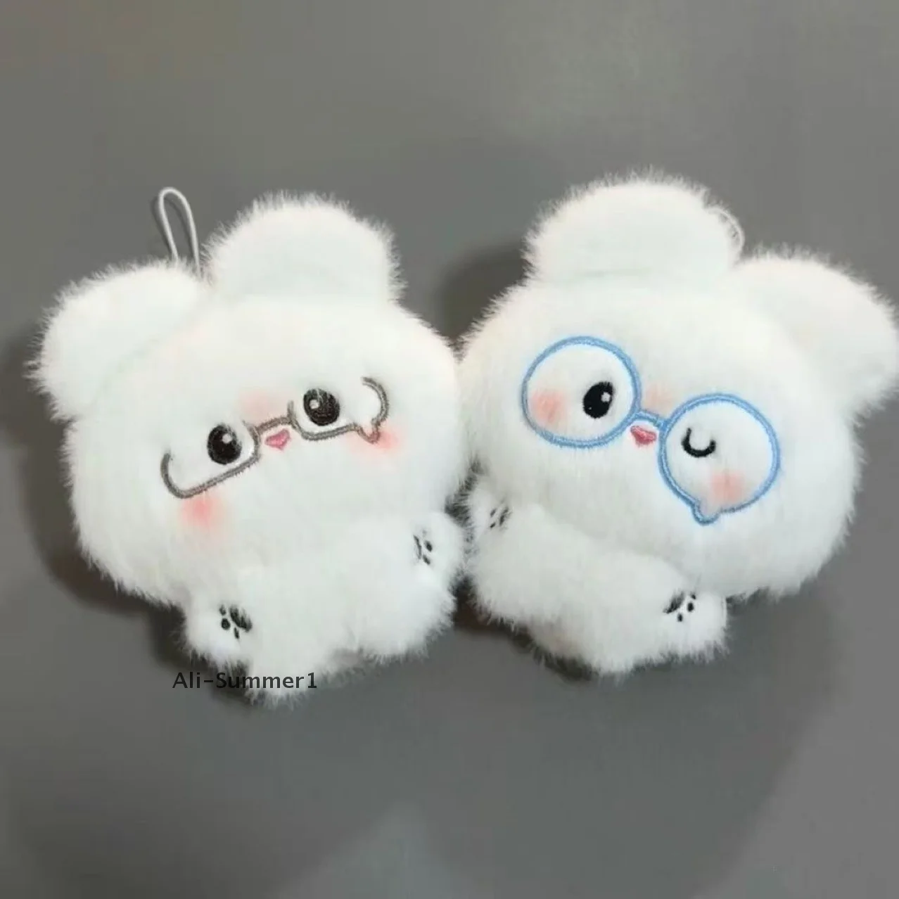 【E】Cute Bunny Plush Toy Keychain Cartoon Glasses Rabbit Soft Stuffed Doll Pendant KeyRing Backpack Bag Decor Kid Gift
