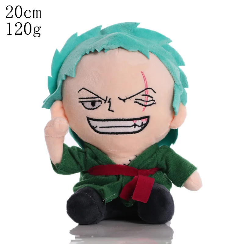 LAGER 20 cm OnePiece Anime Figur Zoro Luffy Chopper Plüsch Spielzeug Niedlichen Cartoon Plushie Gefüllte Puppen Anhänger Weihnachten Geschenke