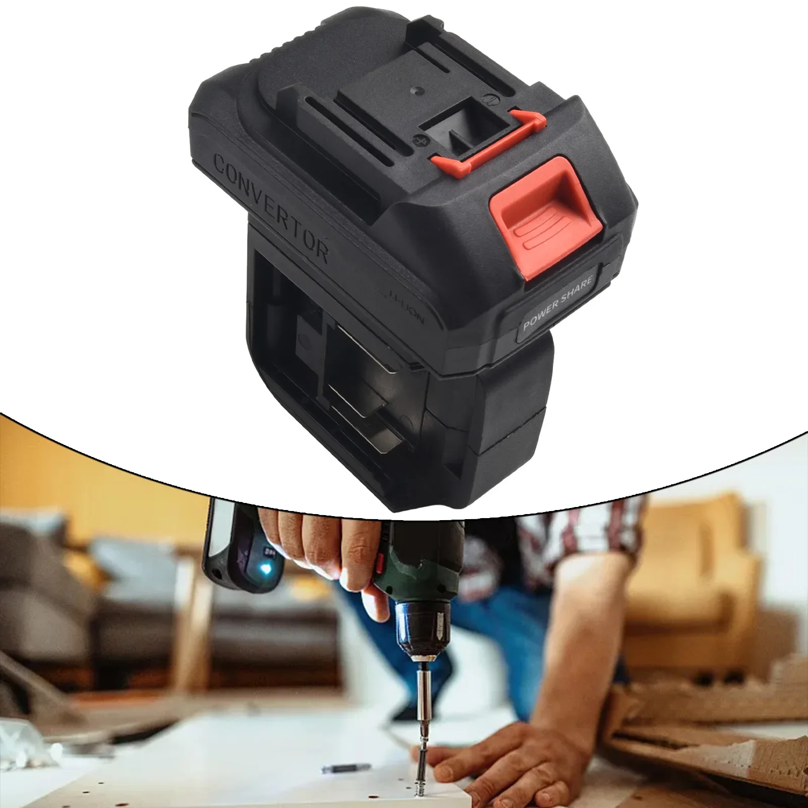 1pc One-to-two Battery Converter External Charger Can Be Connected Locks Battery Well 135*100mm Power Tool Accessory