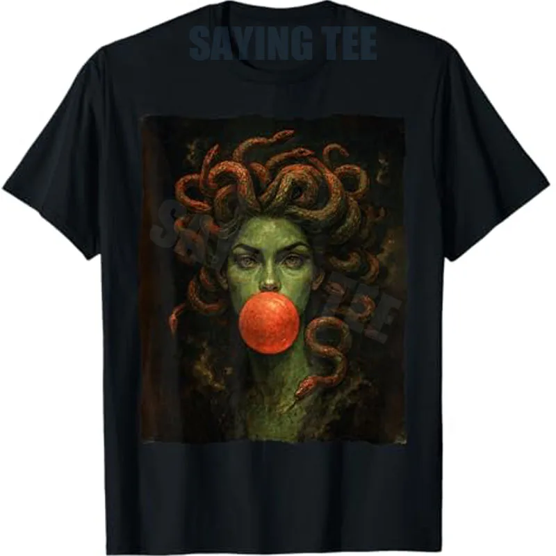 Medusa Bubblegum Feminist Greek Mythology Halloween T-Shirt, Mythical Monster Snake Hair Gorgon Funny Fantasy Aesthetic Clothes