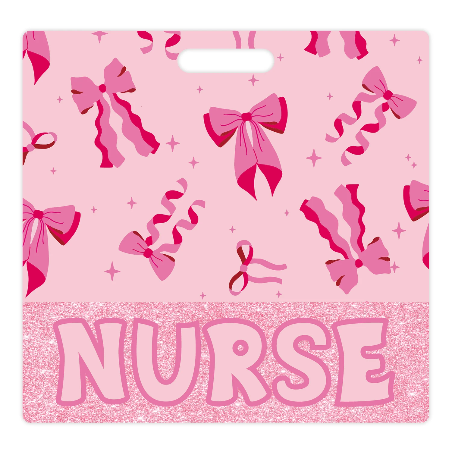 Pink Bows Nurse Badge Buddy Card Holder for Her Women, Horizontal ID Name Identification Tags Nurse 2025 Graduation Gifts