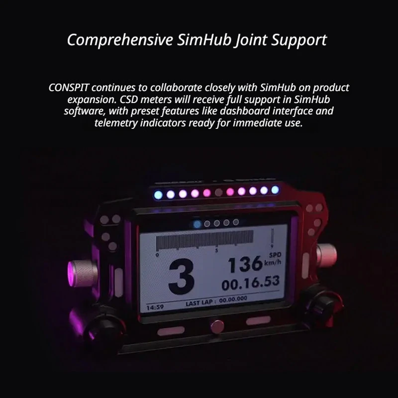 CONSPIT CSD 5 Inch Racing Simulator Dashboard HD LCD Full Color RGB Multi-Dimensional Interactive Touch Control Display