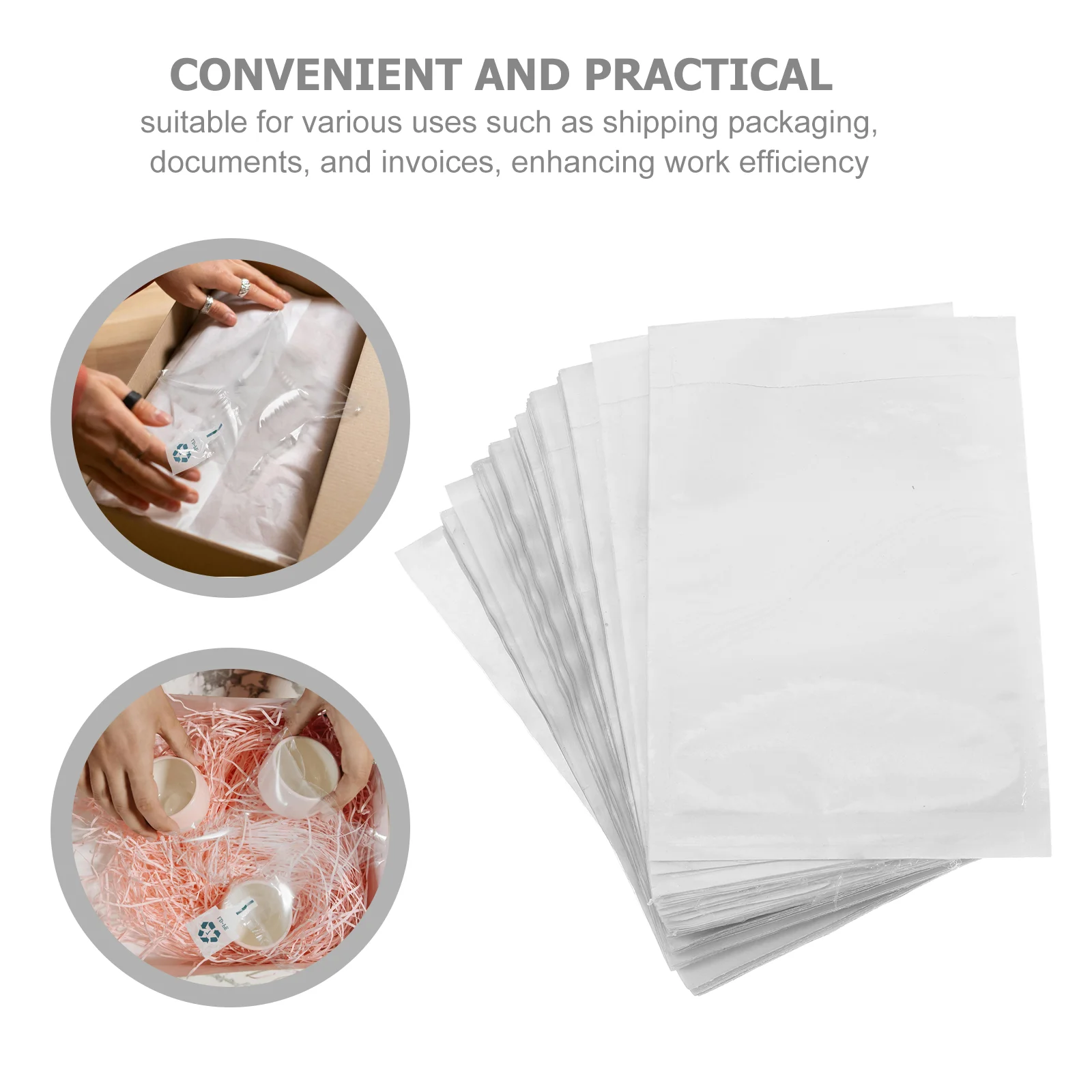 100 Pcs Packaging Bags Self-adhesive Packing List Envelopes Polybags Shipping Clear Mailing Label Pouch or Transparent Holders