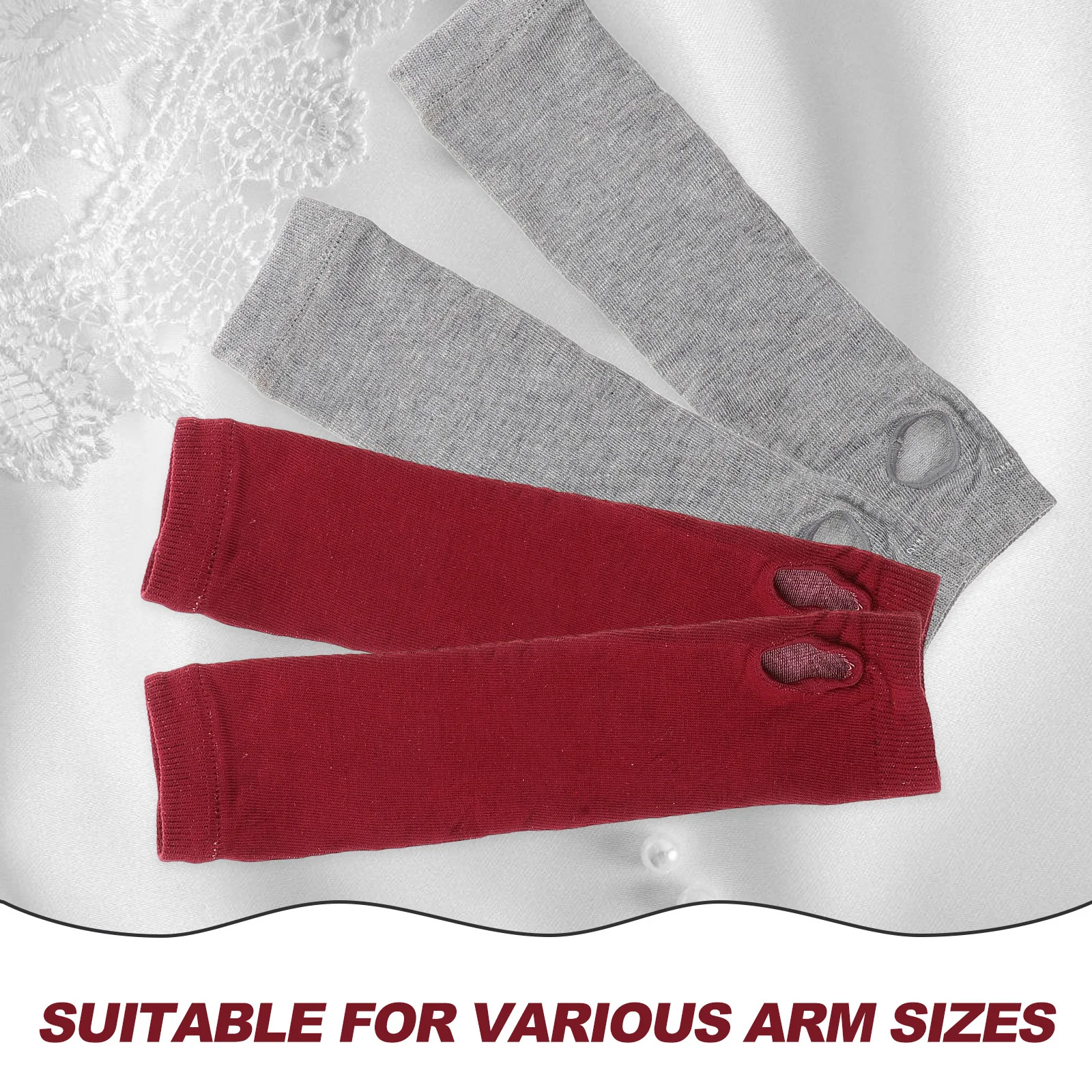 3 قطعة قفازات نسائية رفيعة بدون أصابع لتدفئة الذراع الطويلة أكمام من مزيج القطن الناعم القابل للتمدد للاستخدام في ربيع الخريف في الهواء الطلق #5