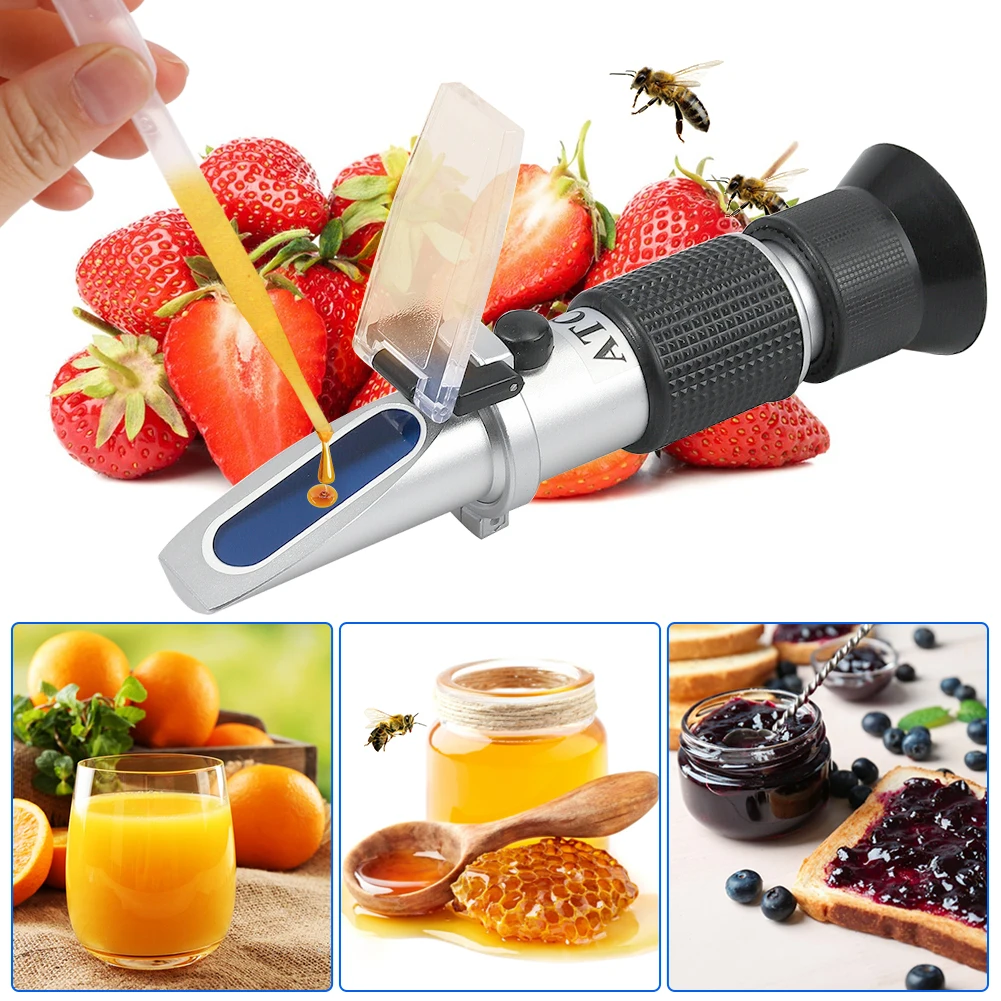 Handheld 0-50% Brix Refractometer Sugar Content Tester Concentration Meter with ATC for Food Juice Fruit Marmalade Honey Drinks