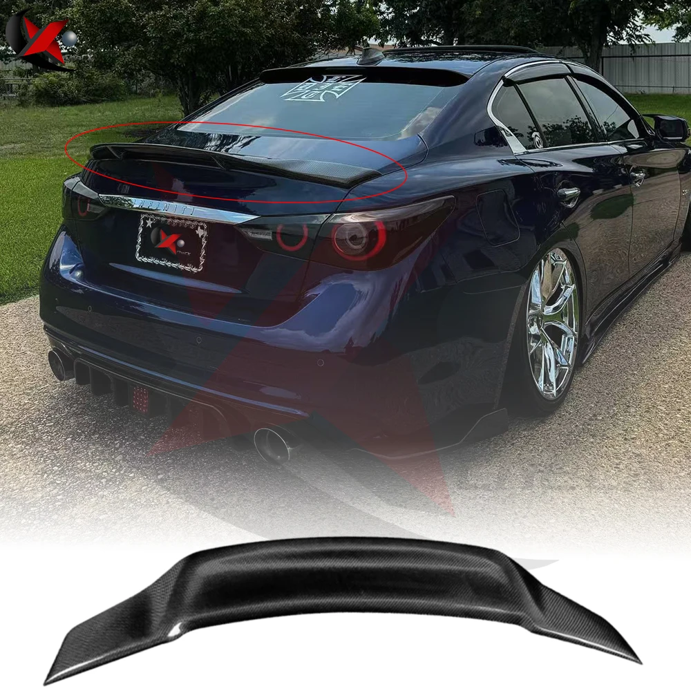 

For 2013-2023 Infiniti Q50 Q50S Q50L CT1 R Style Gloss Black Real Forged Carbon Fiber Rear Spoiler Trunk Wing FRP