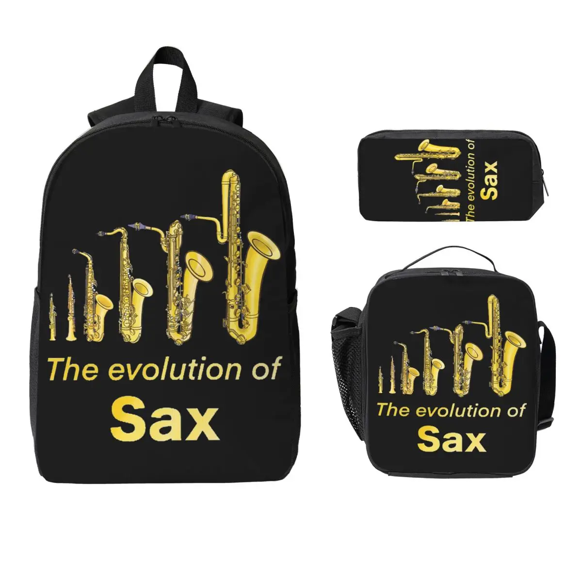 

Saxophone Player Music Art Girls Y2k Graphic Backpack Student Boys Girls BookBag School Bag 3ps Insulated Lunch Bag Pencil Case
