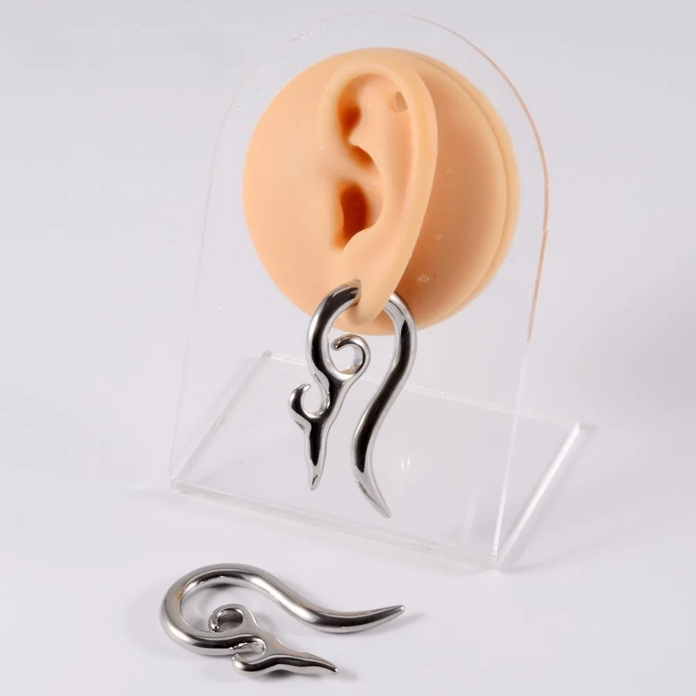 1 زوج فاسق قياس دوامة هوب القرط الفولاذ المقاوم للصدأ خاص على شكل الأذن تفتق ثقب المتوسع شماعات مجوهرات للجسم اكسسوارات