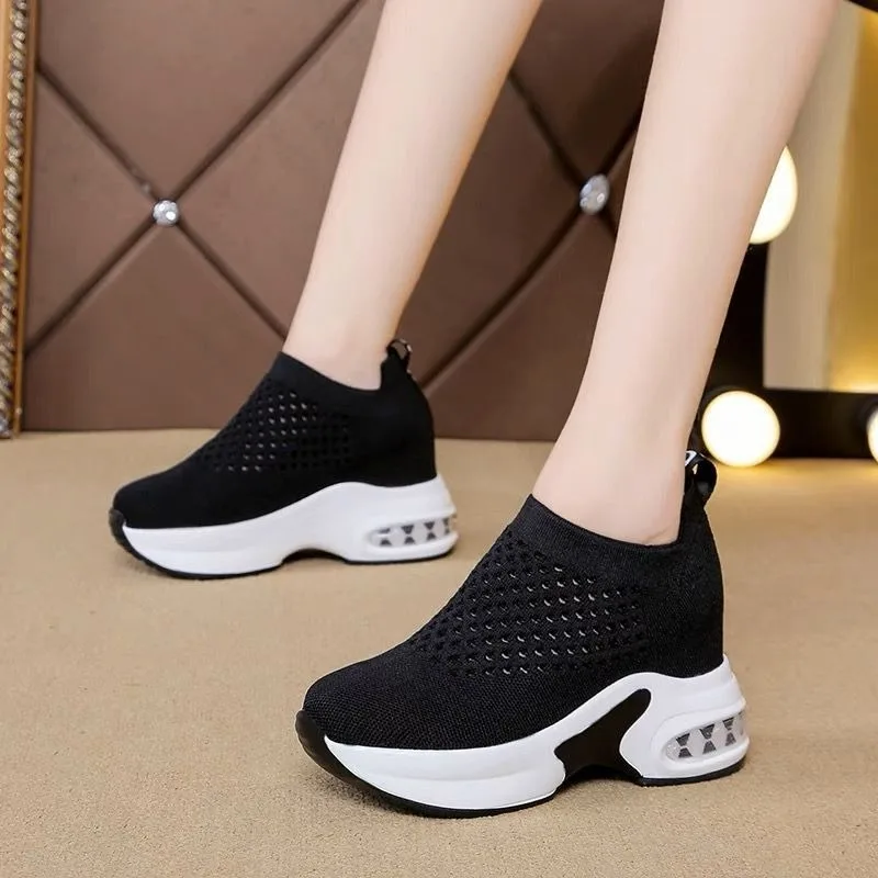 

Women's Casual Shoes 2025 Spring New Fashion Breathable Mesh Running Shoes Lightweight Wedges Sneakers Zapatos Para Mujeres