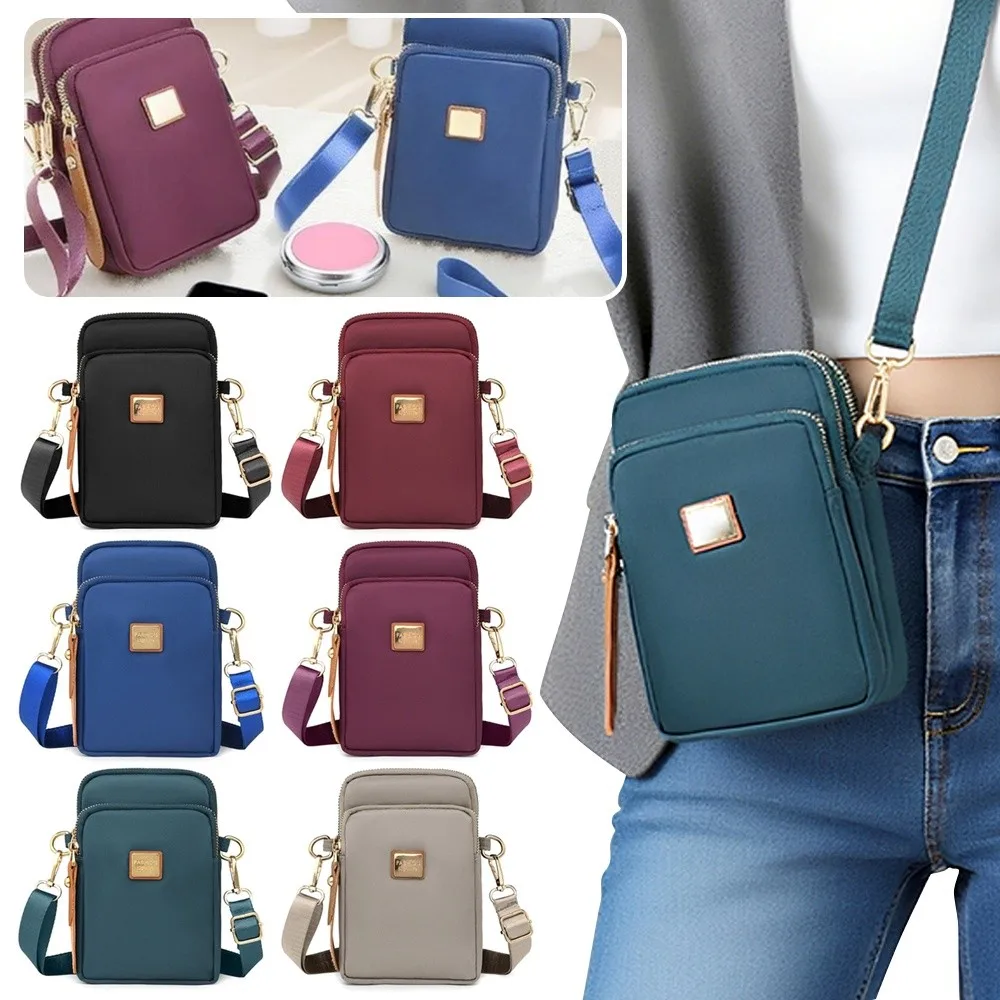 

Nylon Crossbody Bags Multiple Pockets Adjustable Wide Strap Messenger Bag Waterproof Square Shoulder Bag Outdoor Activities