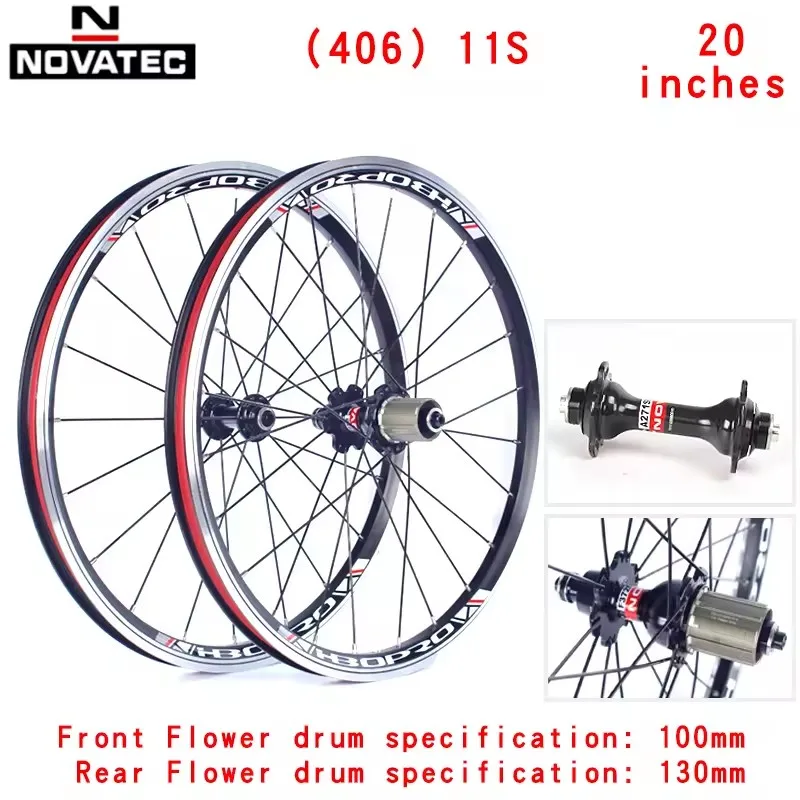 Novatec 20 Inch Vouwfiets Wielset Aluminium Velgen A271F372SB V Brake 4 lager 7-11Speed 20/24 H Fietswielen