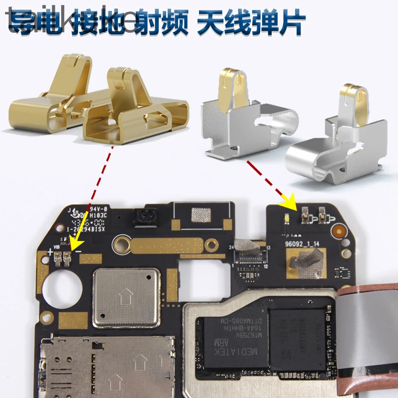 200pcs Antenna Shrapnel Bluetooth Side Sticker Phone Grounding Conductive Radio Frequency Shrapnel Contact Stainless Steel