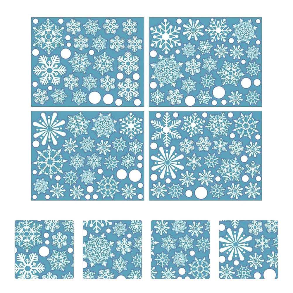

4 Sheets Static Snowflake Stickers PVC Material Christmas Glass Window Decals Adhesive Snowflake Decoration Winter Birthday
