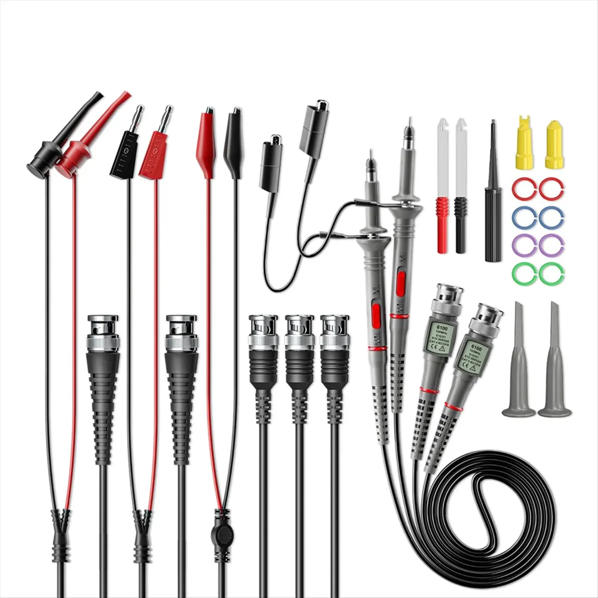 BHBL CKT014 Universal Oscilloscope Probes with Accessories Kit 100MHz 1X 10X with BNC Test Leads with Wire Piercing Probe