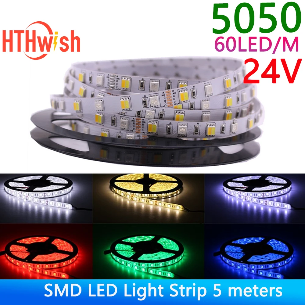 

Светодиодная лента SMD 5050 RGB 5 м 60 светодиодов/м DC 24 В CCT RGBW RGBWW БЕЛЫЕ ТЕПЛЫЕ БЕЛЫЕ светодиодные ленты Гибкие для украшения дома Освещение