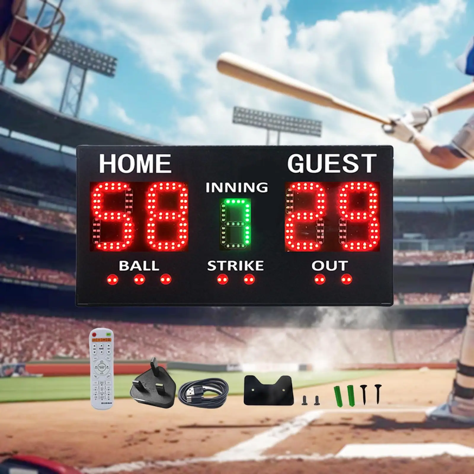 

Baseball Scoreboard with Remote Lightweight Adult Electronic Baseball Scoreboard for Games Indoor Practice Training Competition