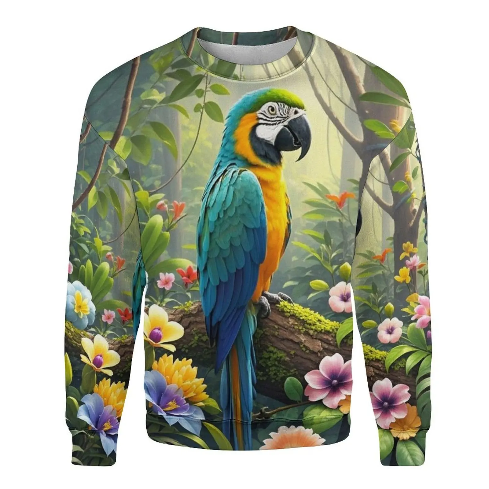 Fashion Parakeet Graphic 3D Print Men's Sweatshirt Funny Parrot Tops Autumn Casual Round Neck Hoodie Street Harajuku Man Clothes
