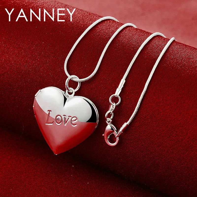 

925 Sterling Silver 16-30 Inches 26MM Fine LOVE Heart Necklace For Women Fashion Wedding Party Jewelry Gift Necklace