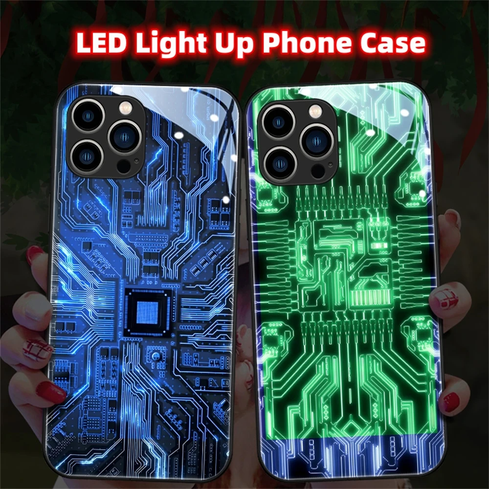 

Punk PCBA Design LED Flash Case Calling Light UP Cover Fundas For Huawei Mate 50 40 30 Pro P60 P50 P40 Nova 10 9 8 7 SE