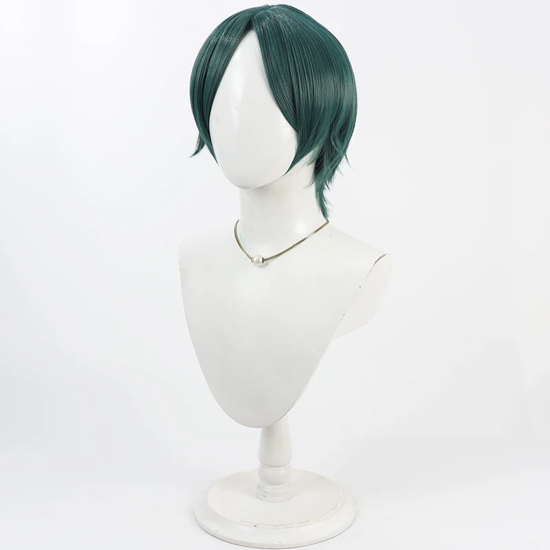 Tougen Anki Juji Yusurube Cosplay peluca 30cm corto recto verde hombres pelo sintético resistente al calor