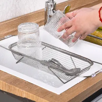 싱크대 위 접시 건조 랙, 스테인리스 스틸 야채 건조 랙, 다목적 과일 보관 오거나이저, 주방 가제트 액세서리 