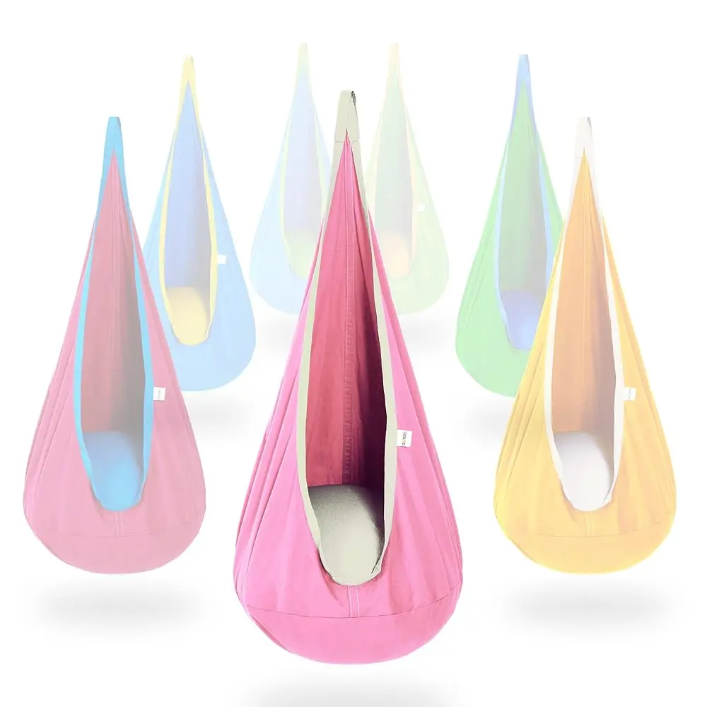 

Kids Pod Swing Seat, Cotton Child Hammo Swing Chair,Sensory Swing For Indoor And Outdoor Use, Pink