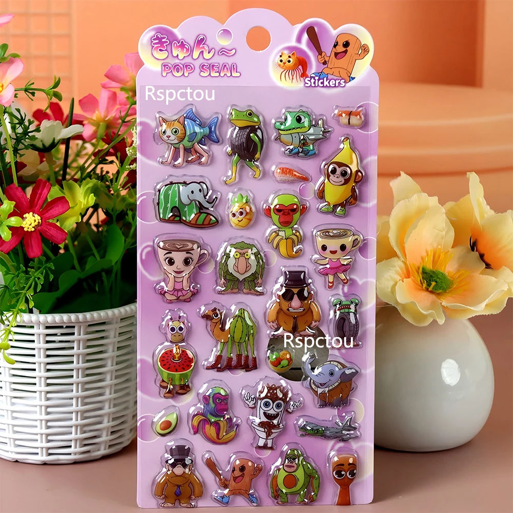 Italienische Brainrot 3D Relief Aufkleber Tung Tung Sahur Lustige Tier Blase Aufkleber Laptop Telefon Fahrrad Cartoon Dekoration Aufkleber