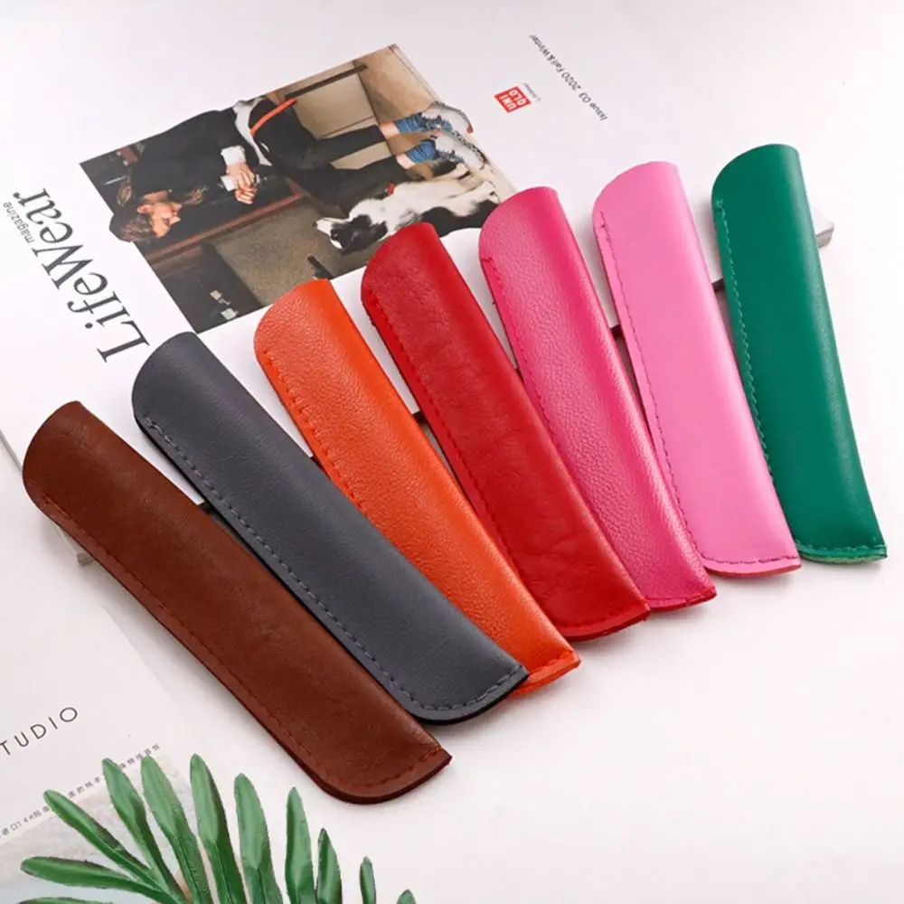 

Lightweight PU Leather PU Pencil Bags Solid Color Large Capacity Pen Pouch Pencil Case Office Supplies