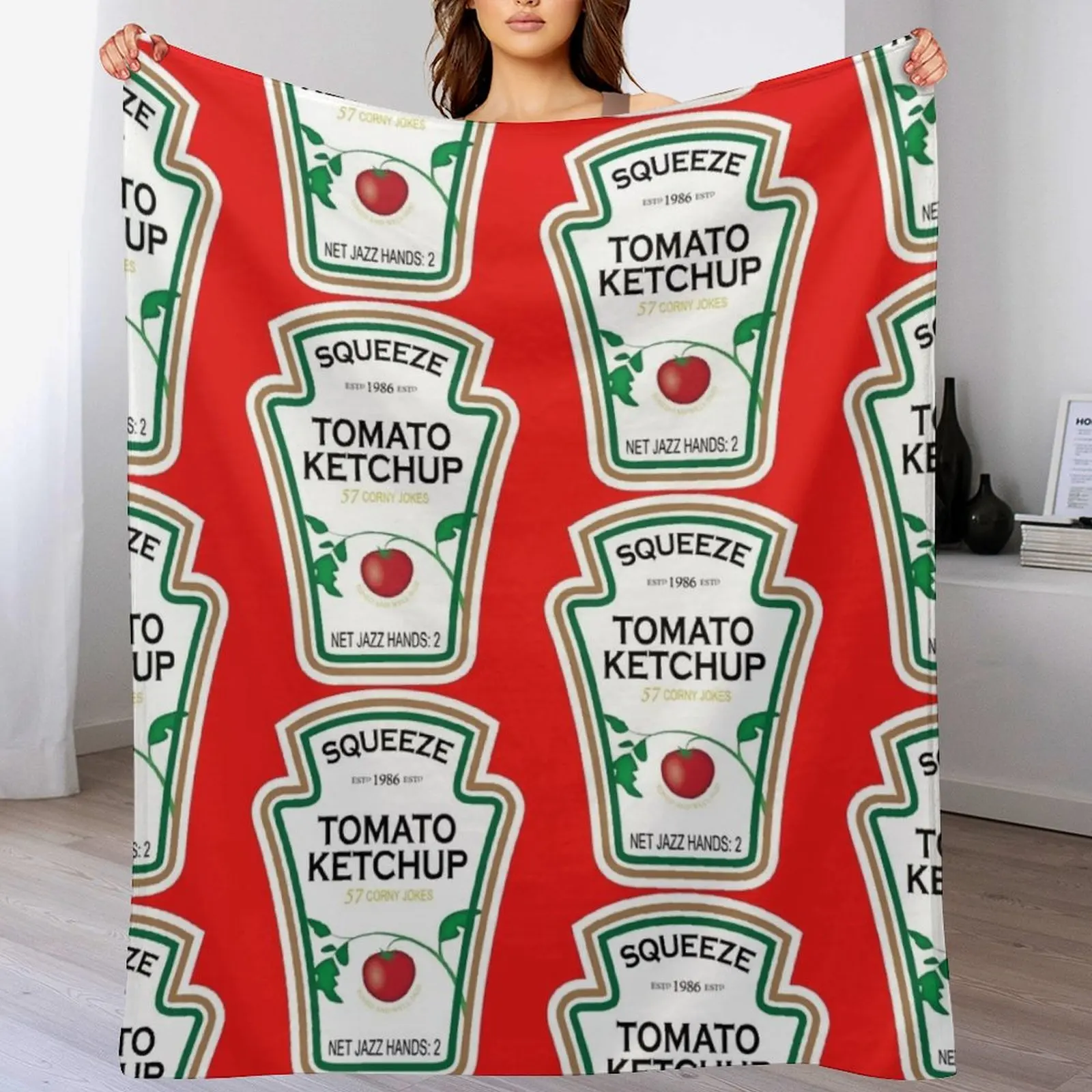 

Funny Ketchup Label Throw Blanket Soft Breathable Blanket for Night Sleeping