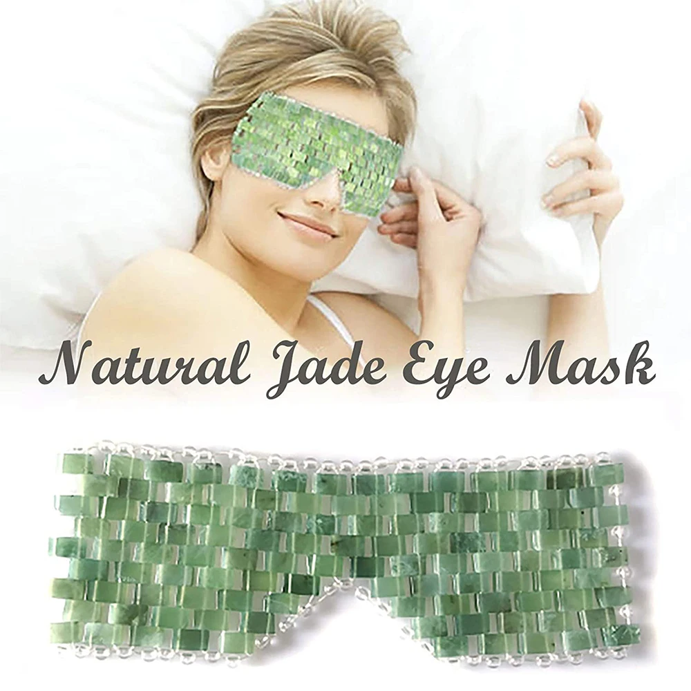 Facial Care Jade Eye Mask Beauty Cooling Cold SPA Massager Face Skincare Massage Tool Anti Aging Stone Beads Sleeping Therapy