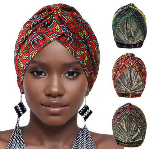 Women Printed knot turban Indian Muslim Headwraps Chemo Cap Hijab Beanie Bonnet Head Wrap Bandanas Hair Loss Headscarf