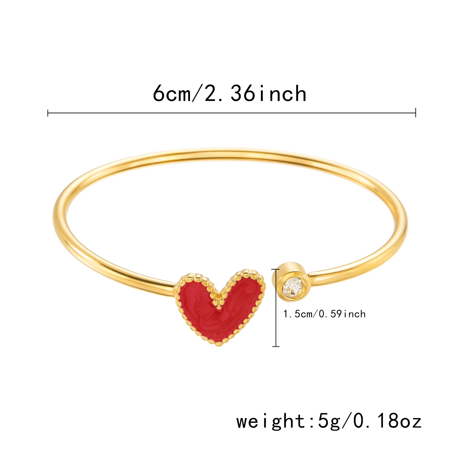Neue Trendy Vergoldete Einfache Herz Manschette Armreifen für Frauen Hohe Qualität Edelstahl Kristall Armbänder Wasserdicht Schmuck – Detail 2