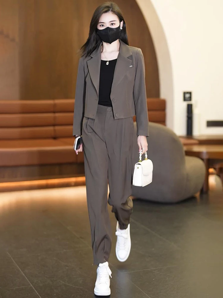 

Ele Women's Two-Piece Suit Set Slimming Profional Harlan Pants Faionable Spring Autumn New Sle High-End Feelings