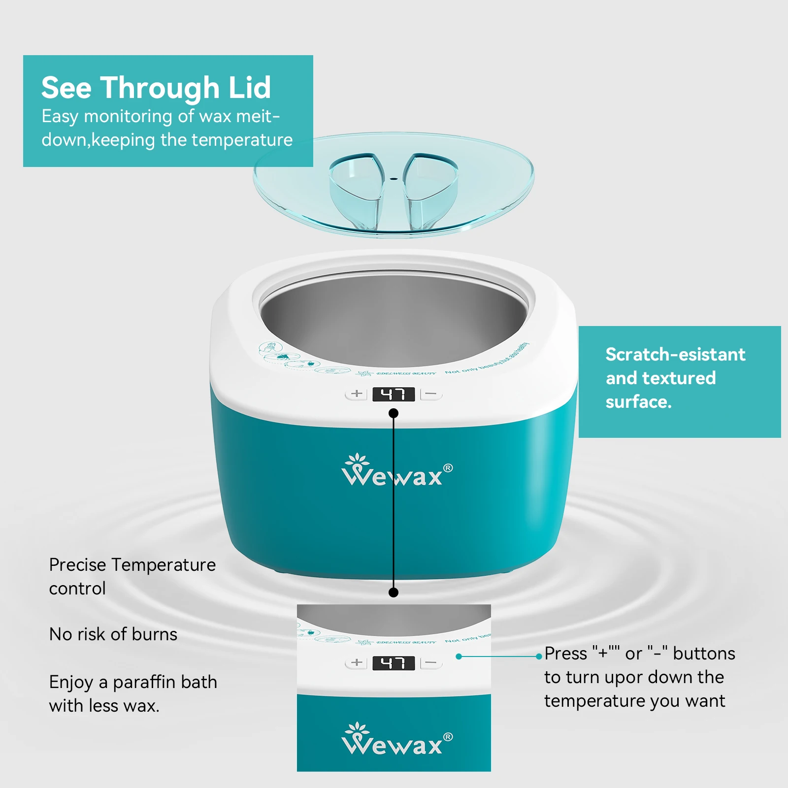 WEWAX  3000ML Paraffin Wax Heater Kit EU Plug Paraffin Bath Machine for Hand & Foot Moisturizing Skin Care Beauty Device