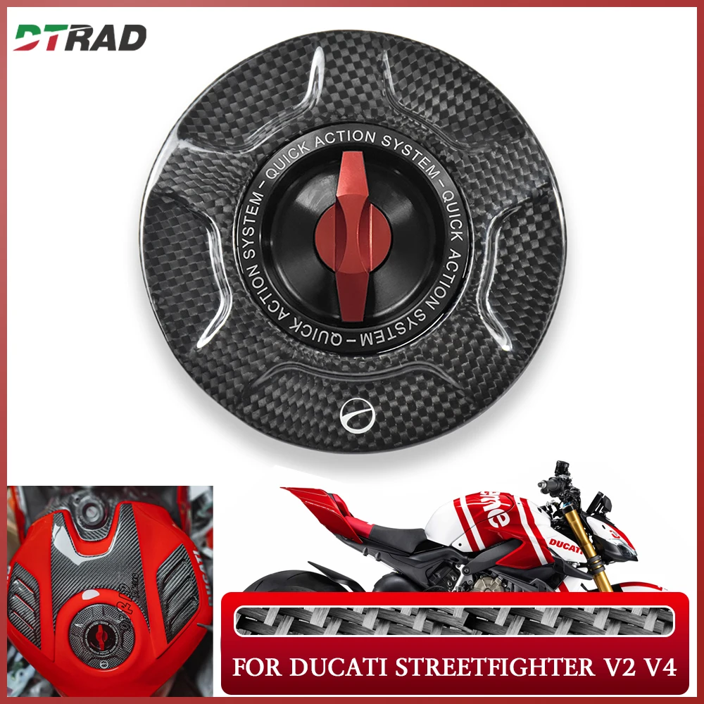 

For DUCATI Streetfighter V2 V4 1199 1299 899 959 Panigale S R Carbon Fiber Keyless Fuel Tank Cap