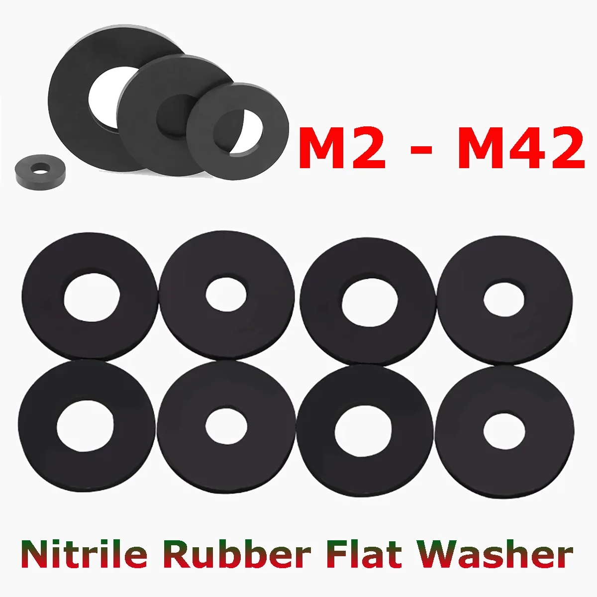 NBR Flat Gasket M2 to M42 Thick 1/1.5/2/2.5/3mm Nitrile Rubber Spacers Seals Washer Vibration Damping Waterproof Elastic Gasket