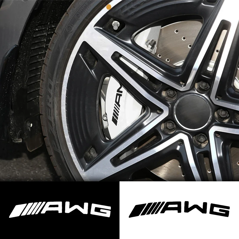 6Pcs 3 Sizes Heat Resistant Vinyl Car Brake Caliper Decal Stickers Gloss Black Pure White Universal Multi-Piston Tuning 1Set