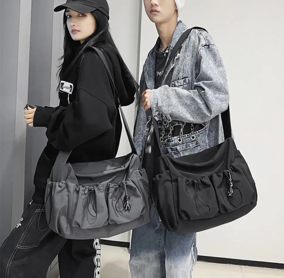 Modna jednokolorowa torba typu Crossbody o dużej pojemności z pojedynczym ramieniem damska męska podróżnicza szkolna na co dzień sportowa torebka z torbą
