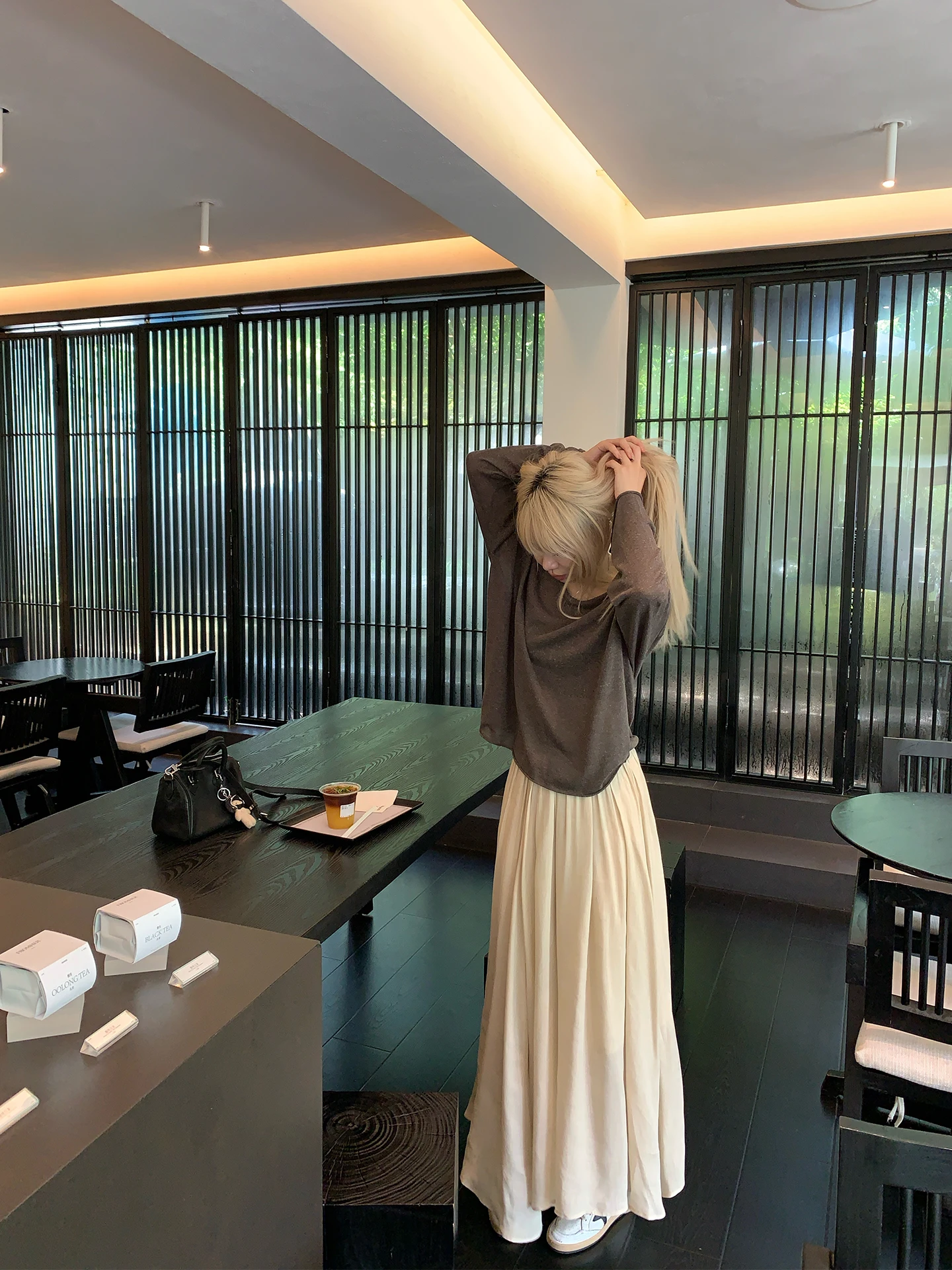 

Юбка-солнце Tannin Red Rabbit с эффектом окрашивания, текстурированная, складная, удлиненная, для женщин, летняя, для повседневной носки, с высокой талией, свободного кроя