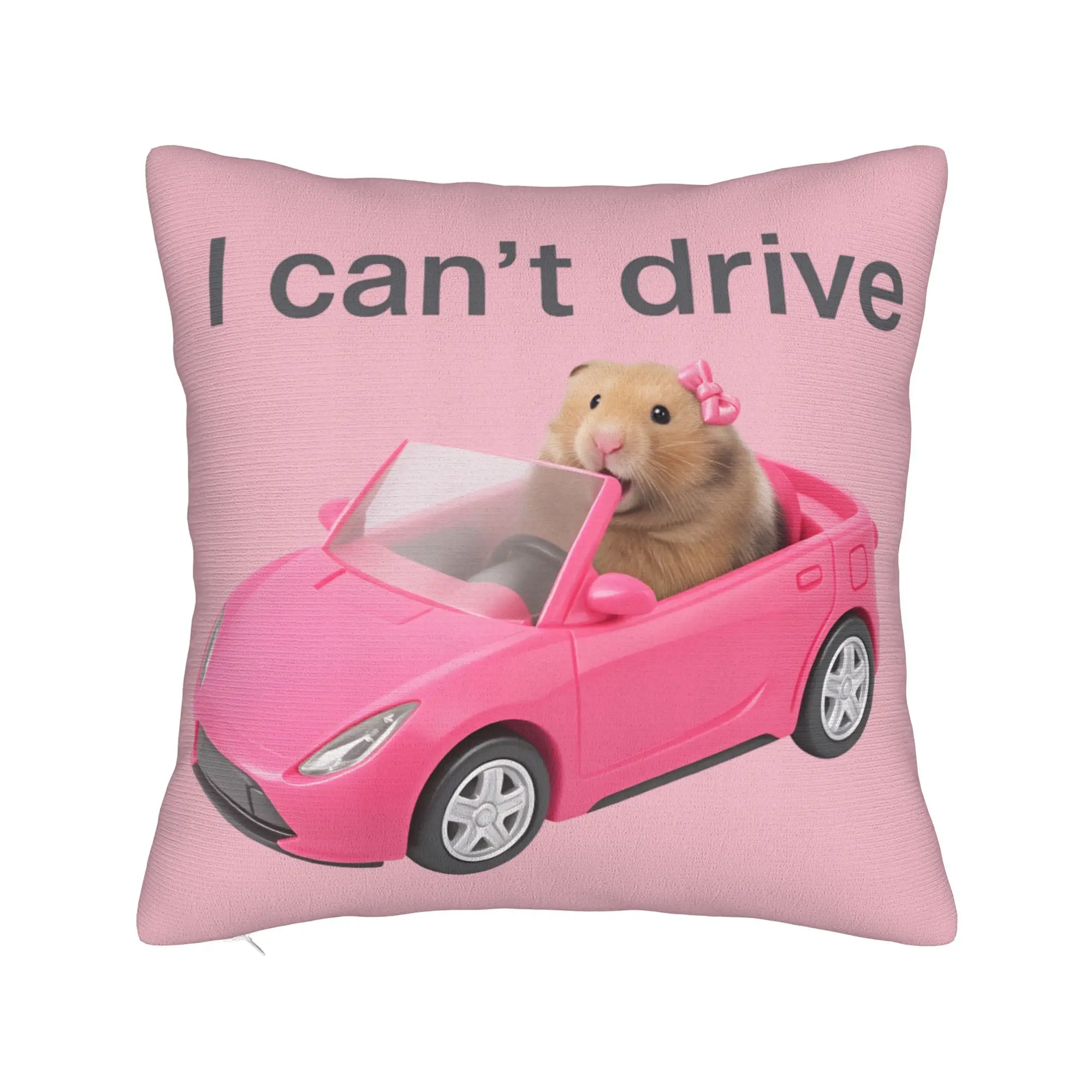 I Cant Drive Cyber Hamster Meme Square Pillowcases Polyester Room  Cushion Case Cute Decor Pillow Cover 40*40