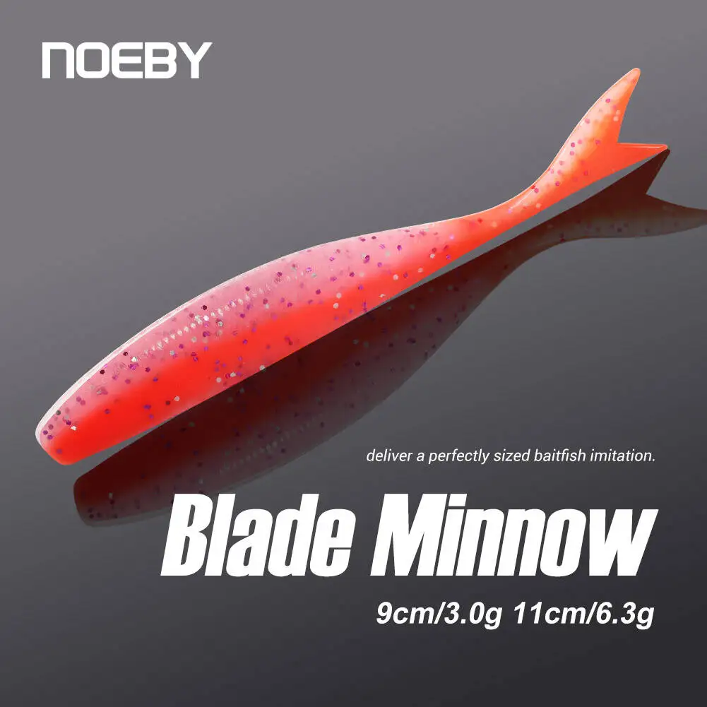 NOEBY Blade Minnow Dart Worm Soft Bait 9cm 11cm Silicone Artificial Bait Saltwater Freshwater Sea Bass Artificial Tackle
