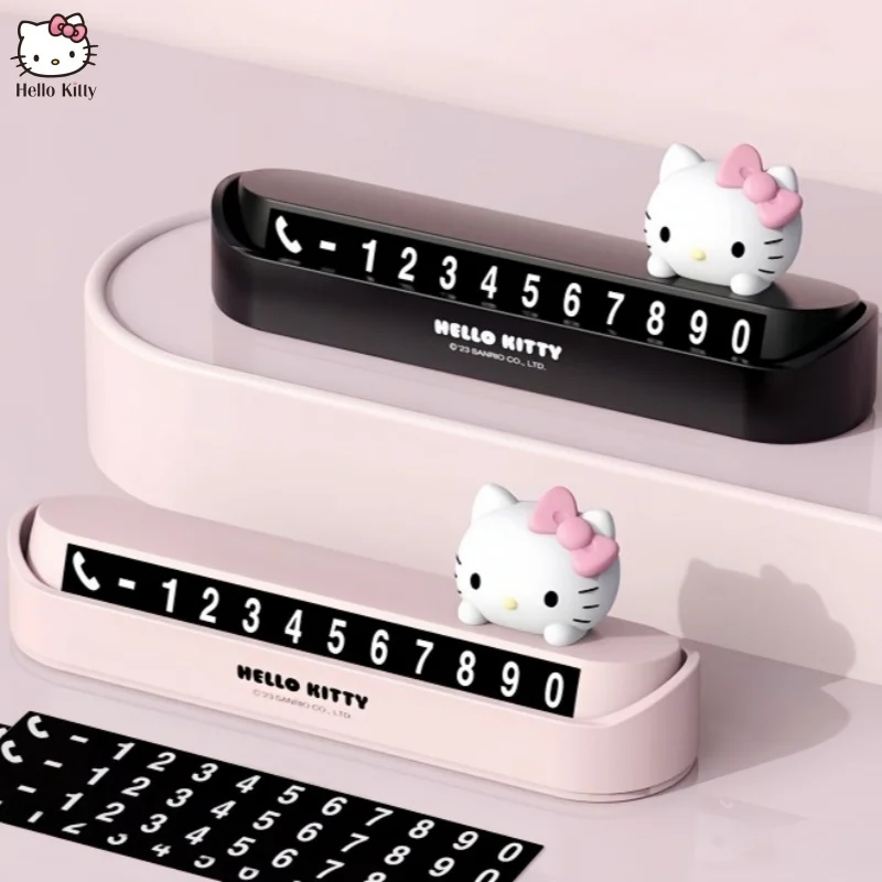 Sanrio Hello Kitty Melody Series Cartoon Cute Car Temporary Parking Number Plate Hidable Number Automobile Accessories Gift