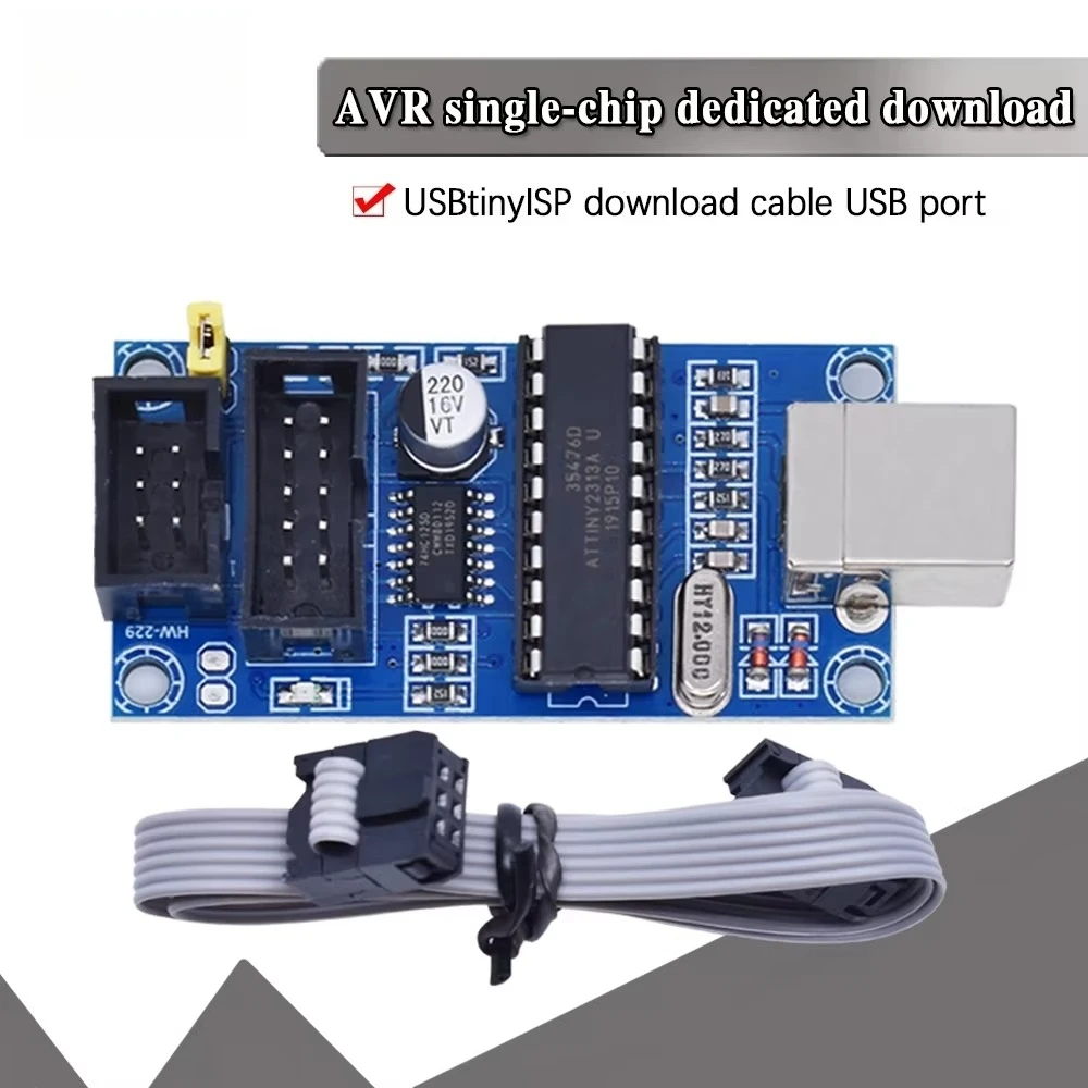 1/3/5PCS  USBtinyISP AVR Programmer, USB Port Download Cable for AVR Single-Chip Microcontroller with Connector Cable