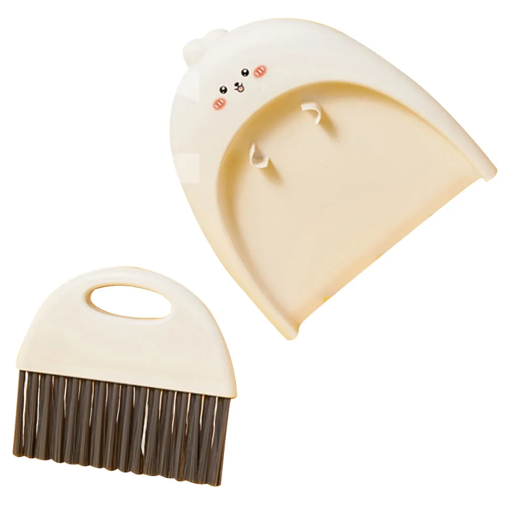1Set Mini Broom and Dustpan Set Cartoon Design Bright Color Portable Desktop Cleaning Kit for Table Countertop Keyboard Home Car