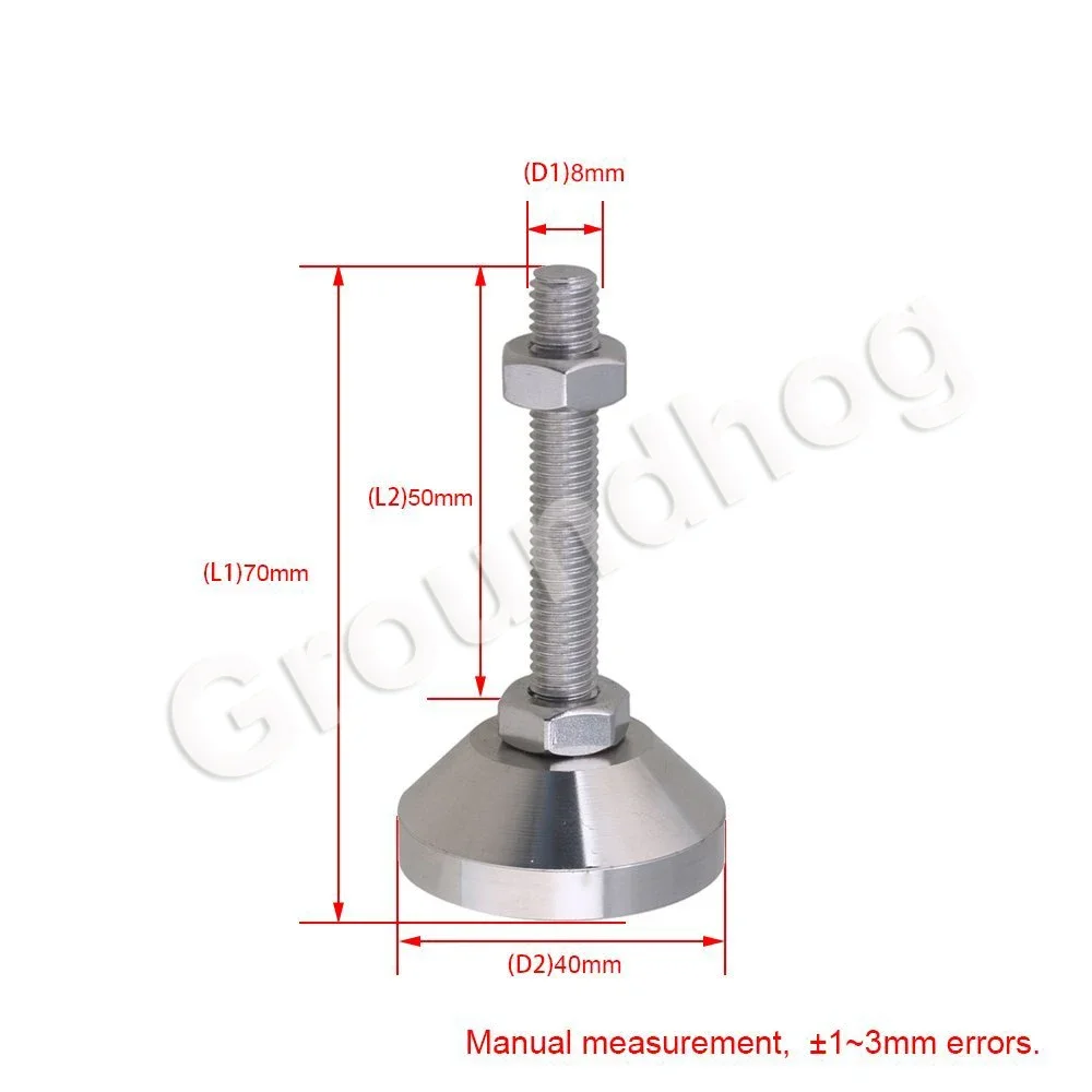 4Pcs 304 Stainless Steel Adjustable Feet Thread Dia M8x50mm Fixed Machine Furniture Feet Pad for Cabinet Metal Legs