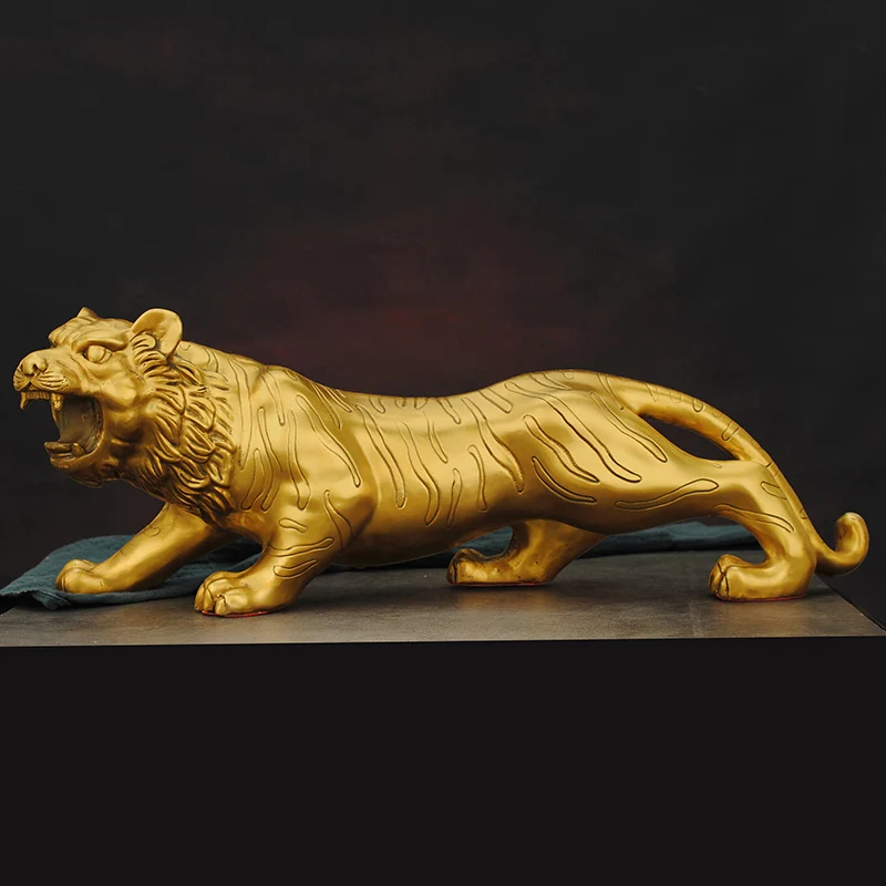 Pure Copper Tiger Decoration Dafu Tiger Chinese Zodiac Tiger Fortune Tiger Ingot Tiger Living Room Animal Decoration Company Ope