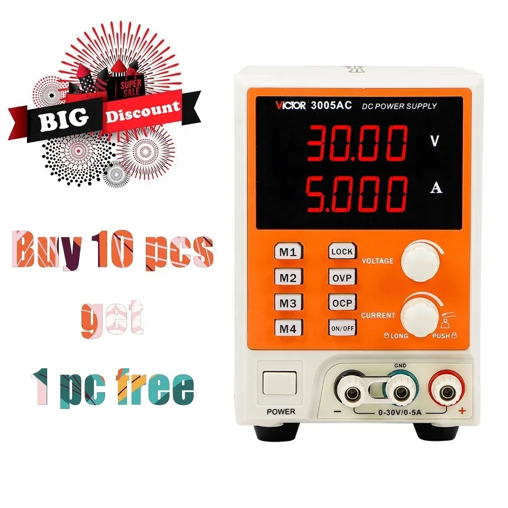 VICTOR 3005AC Top type Program Control switch type DC Power Supply Stabilization 30V 5A Adjustable OVP OCP 4 bits Display