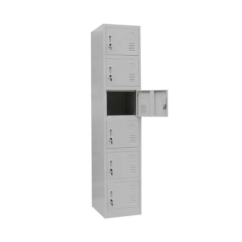 #￥Hot Sale 6-Door Metal Vertical Locker Cabinet 10-Year Warranty Electrostatic Powder Coated for Office Gym Stadium Workshop Use